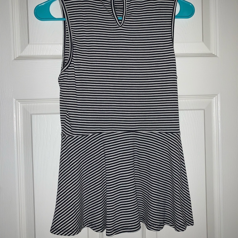 Black and white striped tank top blouse shirt